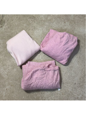 100% Cashmere Sweater Lot Of 3 Pink Cutter Fabric Approx 700g Craft Upcycle